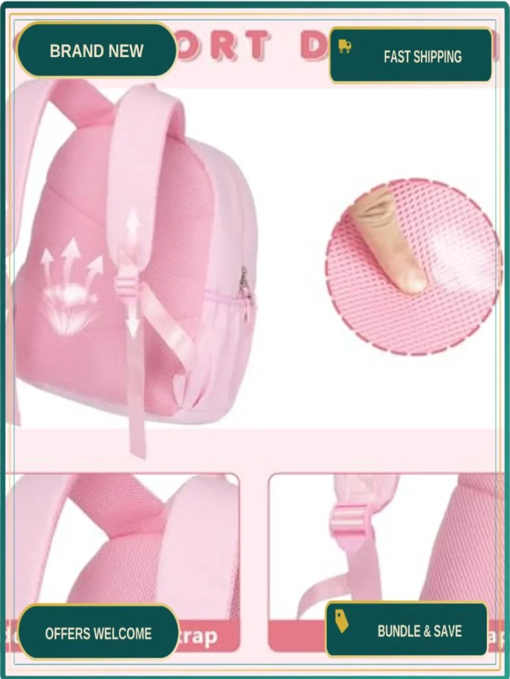Girls Backpack for Toddler Kids School with Initial Letter
